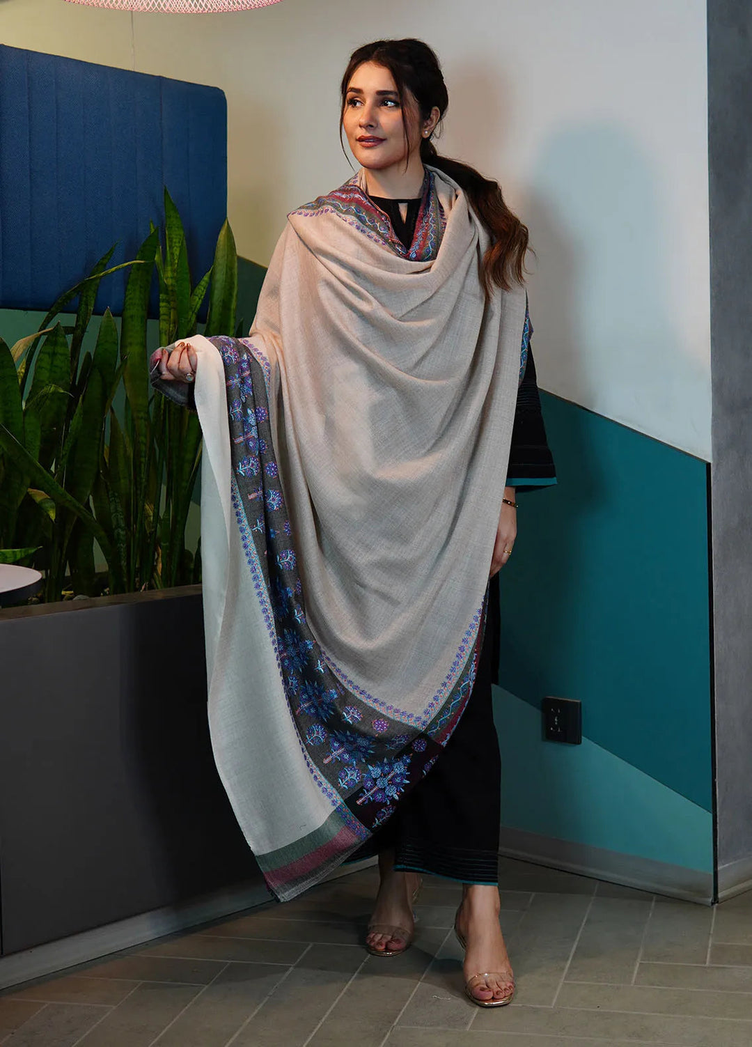 Sanaulla Exclusive Range Pashmina Shawl KPS D-109 Multi - Winter Collection