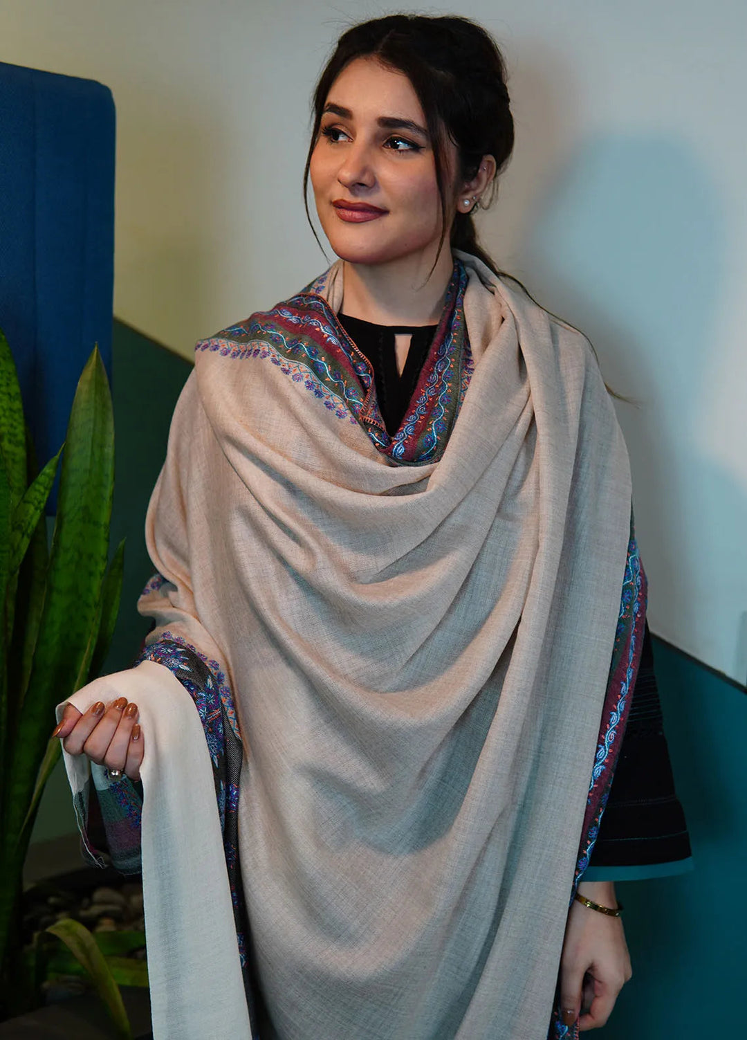 Sanaulla Exclusive Range Pashmina Shawl KPS D-109 Multi - Winter Collection