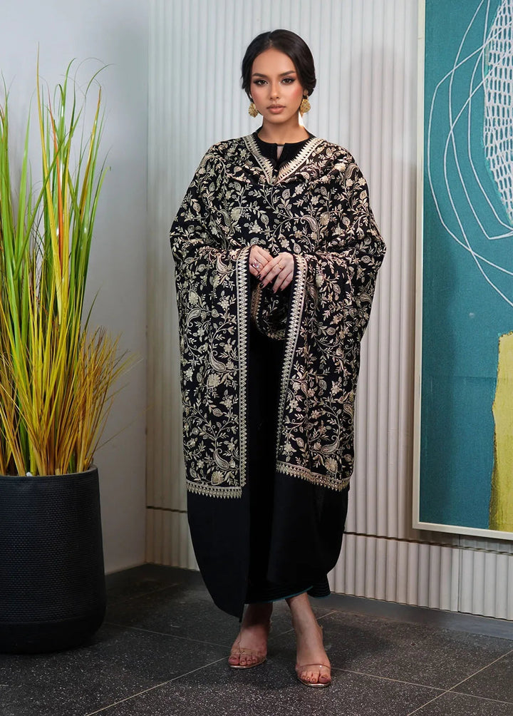 Sanaulla Exclusive Range Pashmina Shawl KPS D-11 Black 1 - Winter Collection