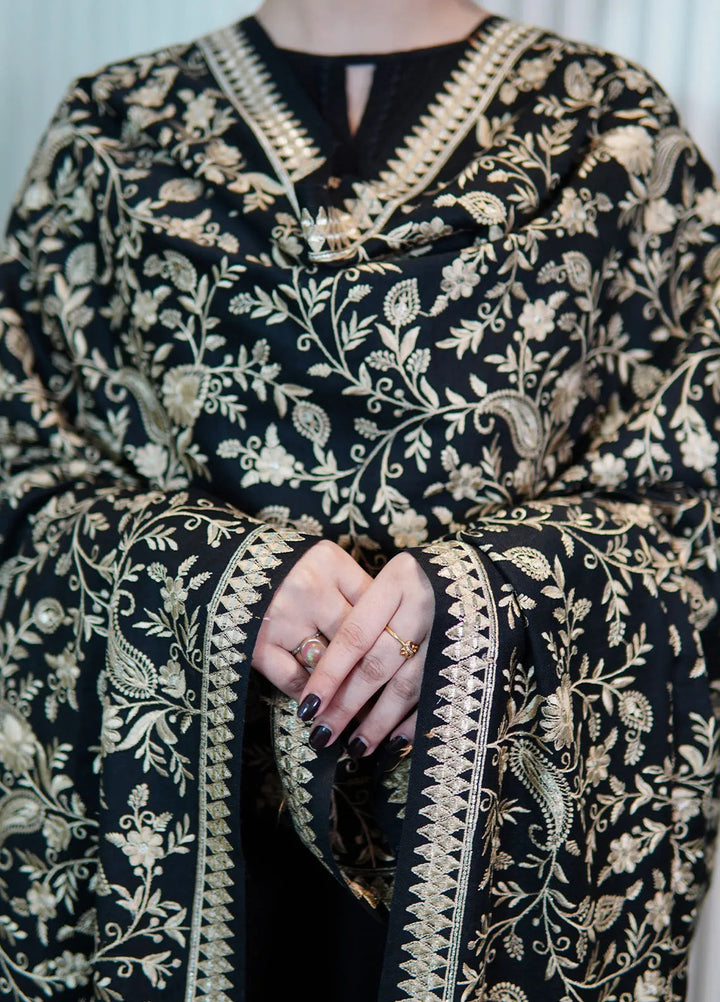 Sanaulla Exclusive Range Pashmina Shawl KPS D-11 Black 1 - Winter Collection