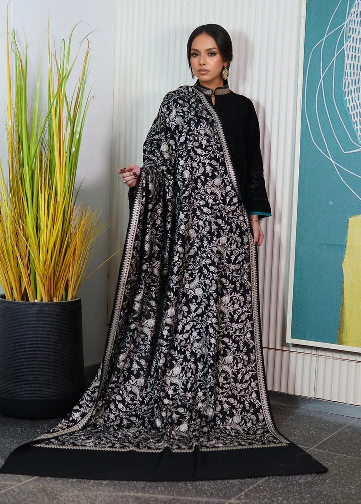 Sanaulla Exclusive Range Pashmina Shawl KPS D-11 Black - Winter Collection