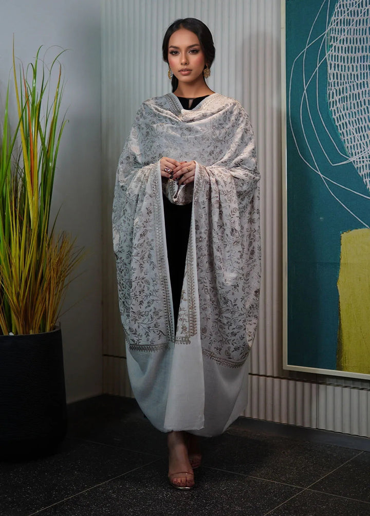 Sanaulla Exclusive Range Pashmina Shawl KPS D-11 Cream - Winter Collection