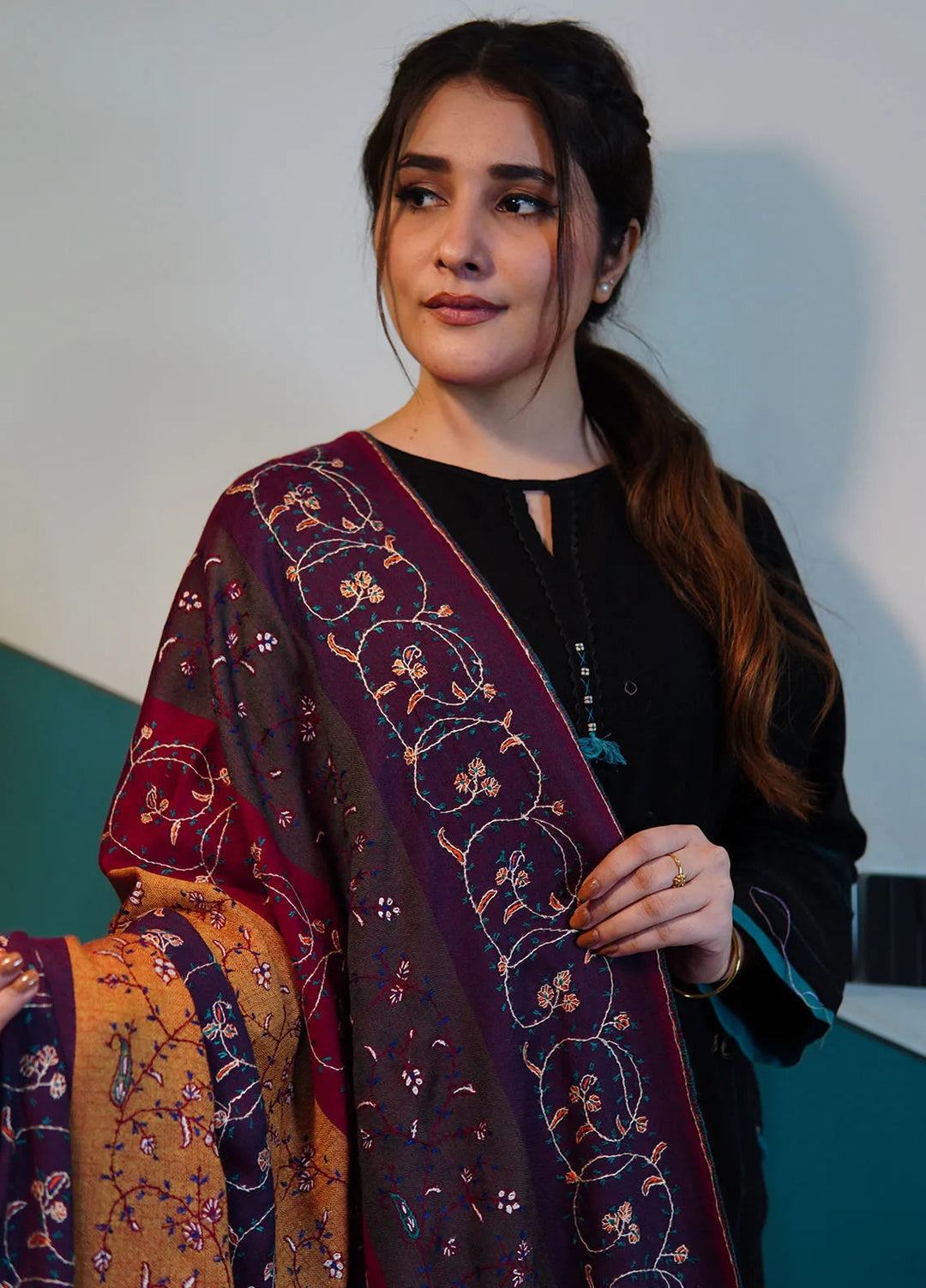 Sanaulla Exclusive Range Pashmina Shawl KPS D-112 Multi - Winter Collection