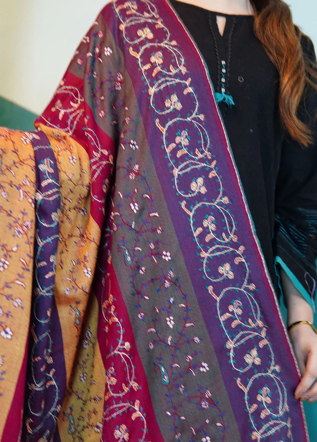 Sanaulla Exclusive Range Pashmina Shawl KPS D-112 Multi - Winter Collection