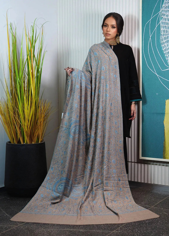 Sanaulla Exclusive Range Pashmina Shawl KPS D-115 Brown - Winter Collection