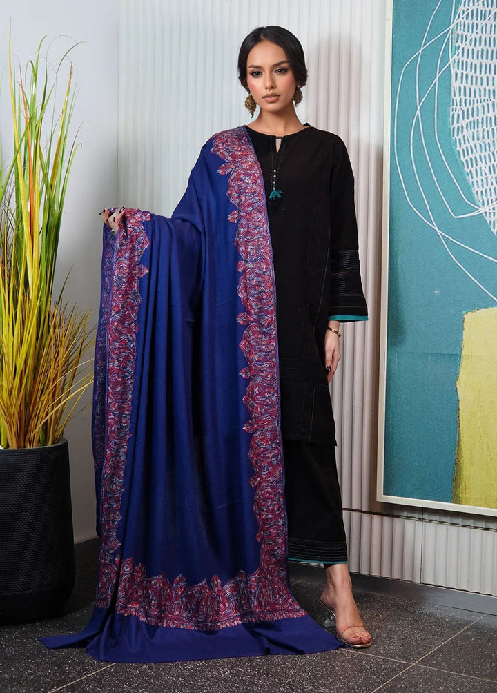 Sanaulla Exclusive Range Pashmina Shawl KPS D-116 Blue - Winter Collection