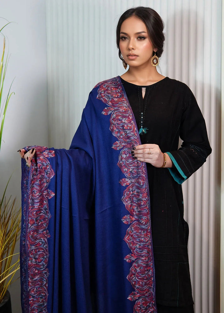 Sanaulla Exclusive Range Pashmina Shawl KPS D-116 Blue - Winter Collection