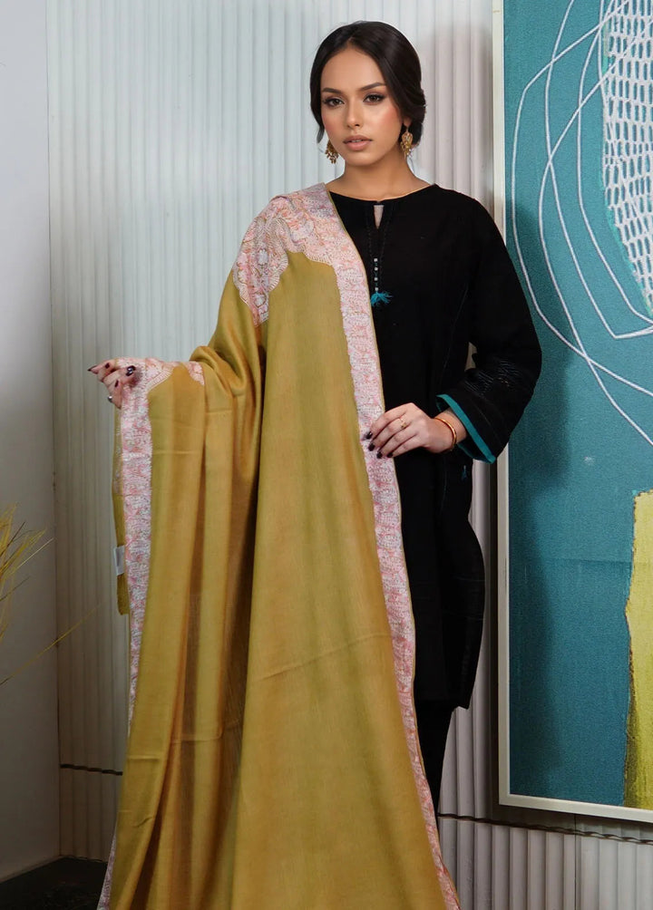 Sanaulla Exclusive Range Pashmina Shawl KPS D-116 Golden - Winter Collection