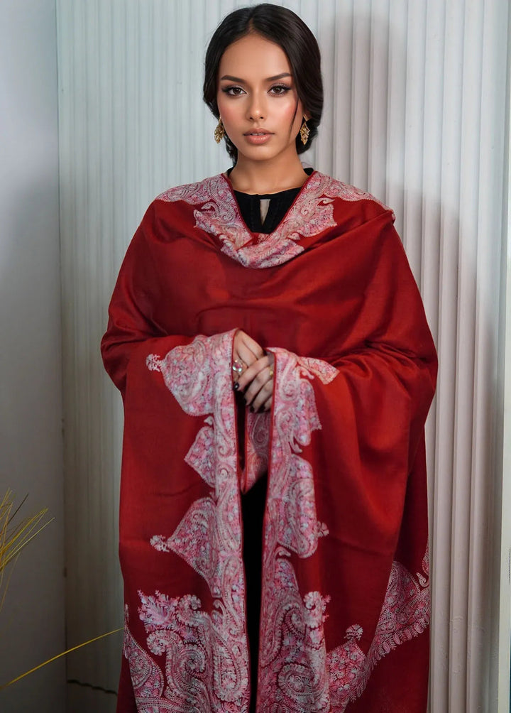 Sanaulla Exclusive Range Pashmina Shawl KPS D-116 Rust - Winter Collection