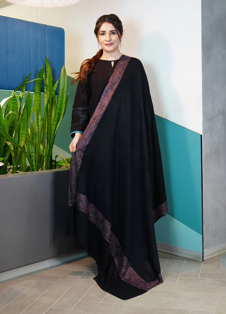 Sanaulla Exclusive Range Pashmina Shawl KPS D-128 Black - Winter Collection