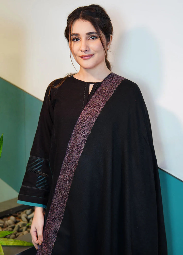 Sanaulla Exclusive Range Pashmina Shawl KPS D-128 Black - Winter Collection