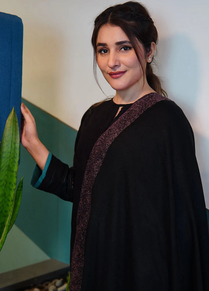 Sanaulla Exclusive Range Pashmina Shawl KPS D-128 Black - Winter Collection