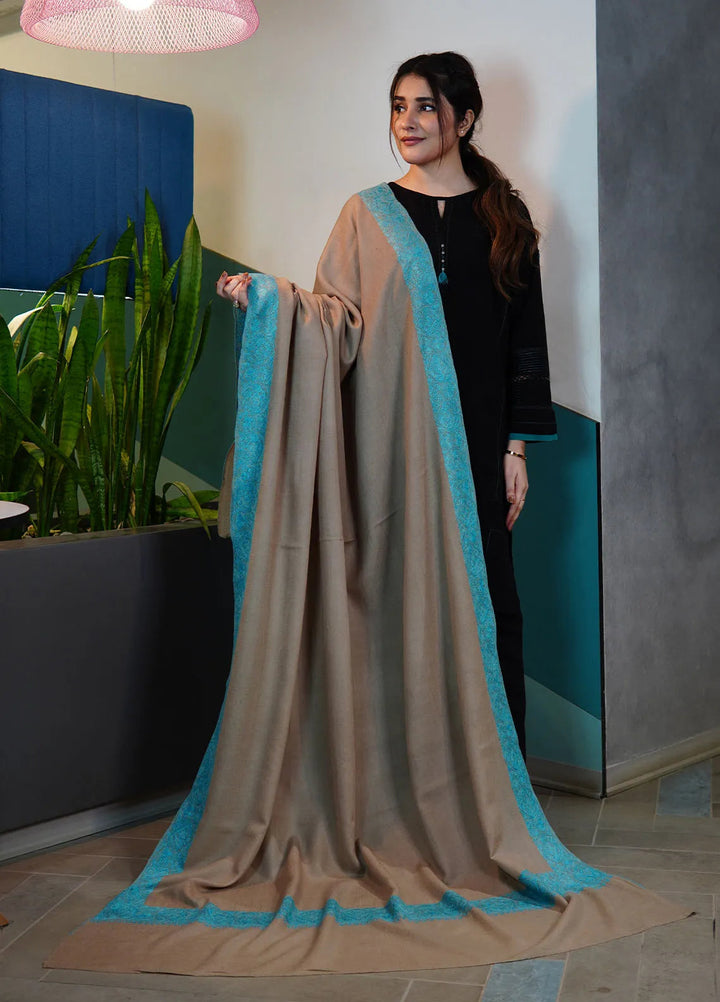 Sanaulla Exclusive Range Pashmina Shawl KPS D-128 Brown - Winter Collection