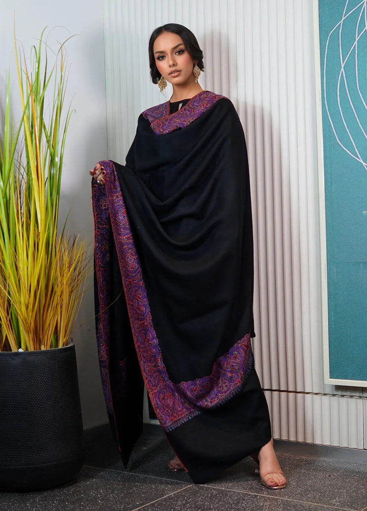 Sanaulla Exclusive Range Pashmina Shawl KPS D-129 Black 1 - Winter Collection