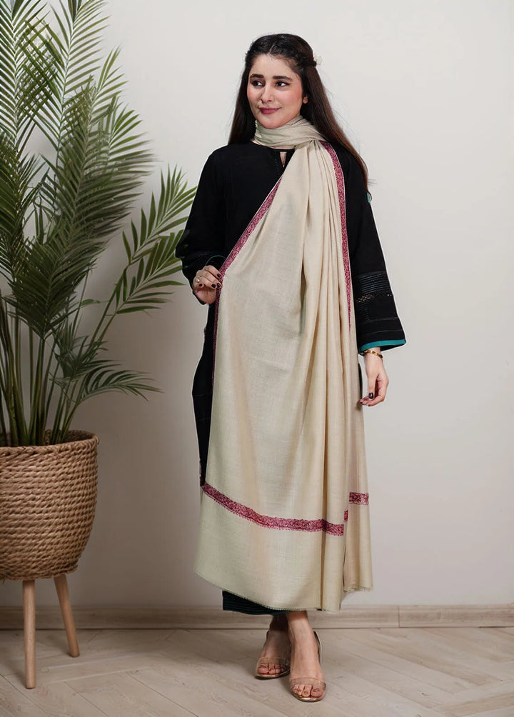 Sanaulla Exclusive Range Pashmina Shawl KPS D-13 Cream 1 - Winter Collection