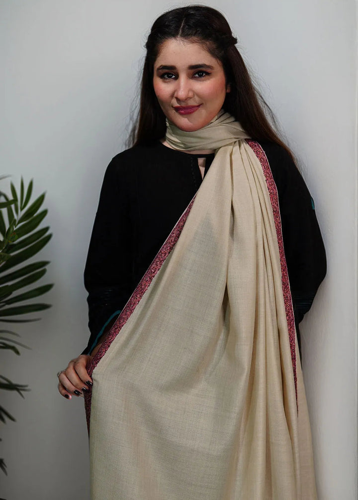 Sanaulla Exclusive Range Pashmina Shawl KPS D-13 Cream 1 - Winter Collection