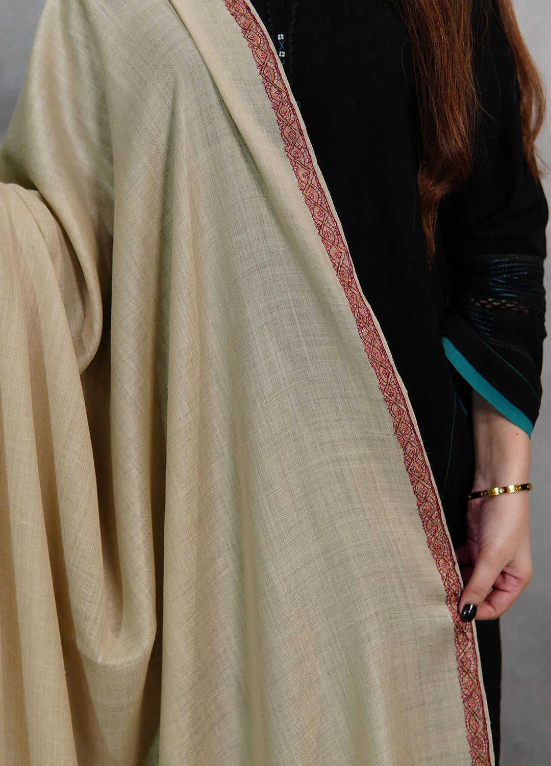 Sanaulla Exclusive Range Pashmina Shawl KPS D-13 Cream 3 - Winter Collection