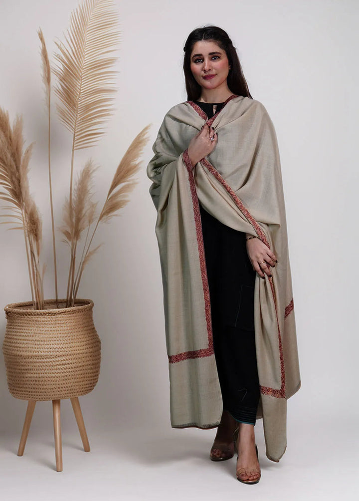 Sanaulla Exclusive Range Pashmina Shawl KPS D-13 Cream - Winter Collection