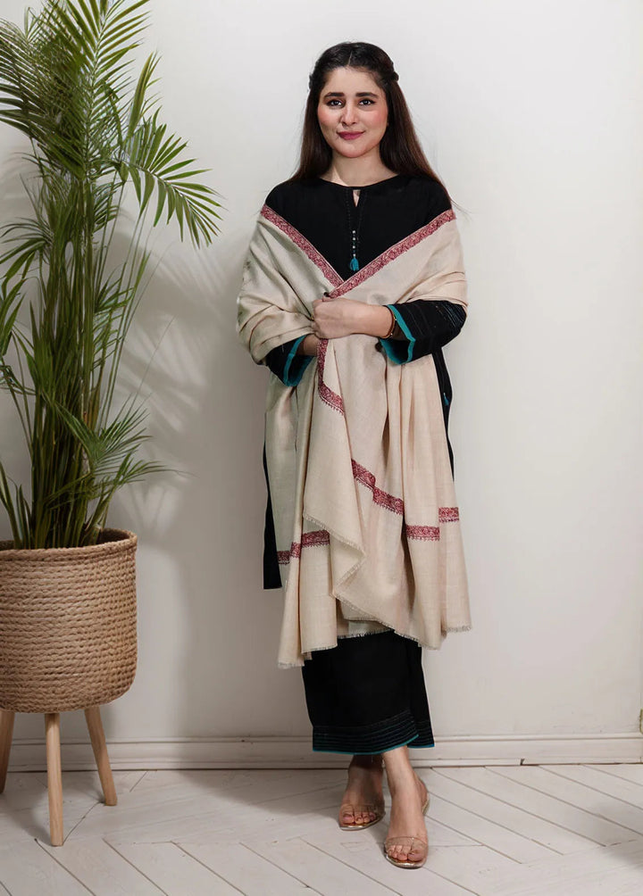 Sanaulla Exclusive Range Pashmina Shawl KPS D-13 Fawn 1 - Winter Collection