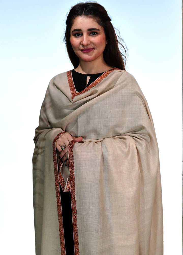 Sanaulla Exclusive Range Pashmina Shawl KPS D-13 Fawn 3 - Winter Collection