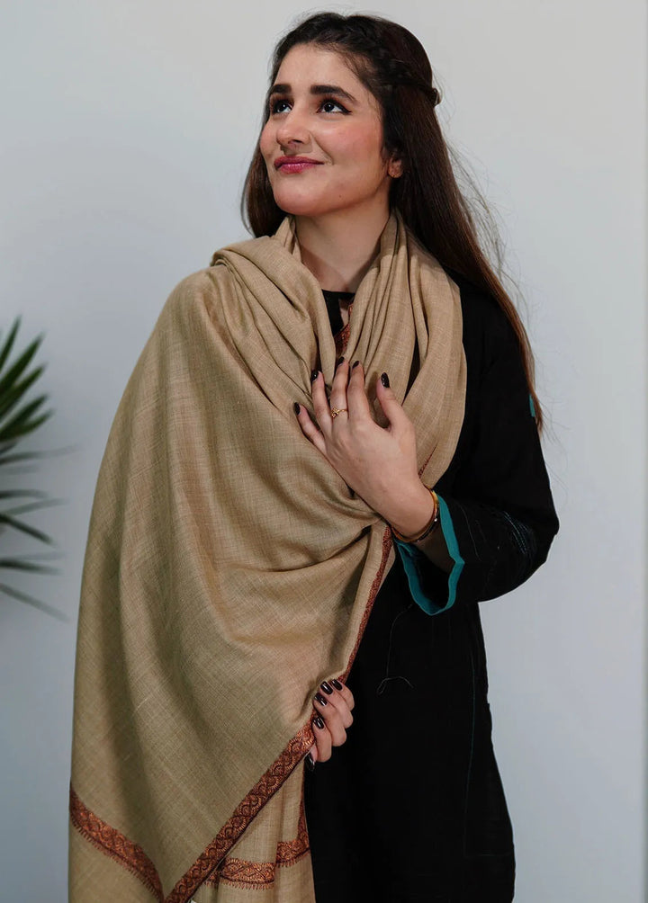 Sanaulla Exclusive Range Pashmina Shawl KPS D-13 Light Brown 1 - Winter Collection