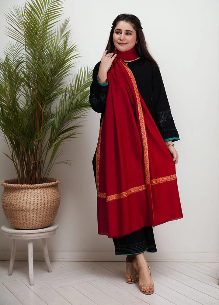 Sanaulla Exclusive Range Pashmina Shawl KPS D-13 Mehroon - Winter Collection
