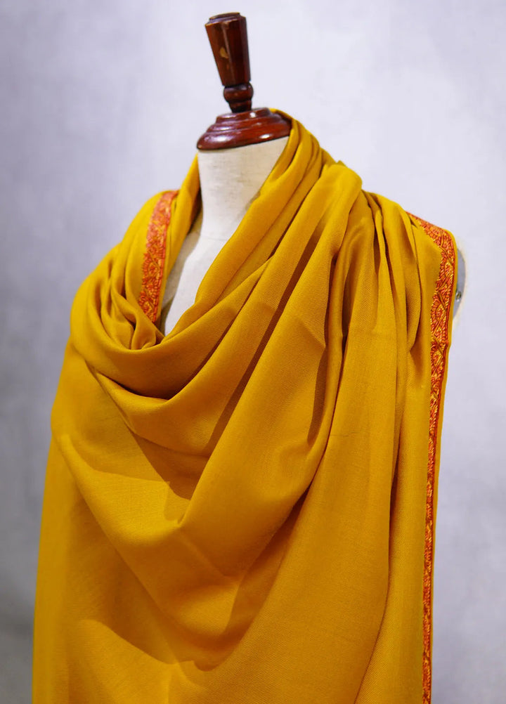 Sanaulla Exclusive Range Pashmina Shawl KPS D-13 Yellow 1 - Winter Collection