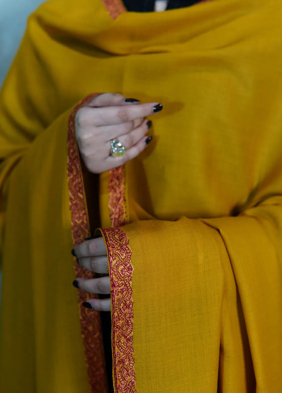 Sanaulla Exclusive Range Pashmina Shawl KPS D-13 Yellow - Winter Collection