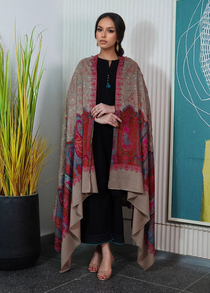 Sanaulla Exclusive Range Pashmina Shawl KPS D-130 Brown - Winter Collection