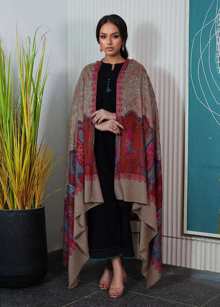 Sanaulla Exclusive Range Pashmina Shawl KPS D-130 Brown - Winter Collection