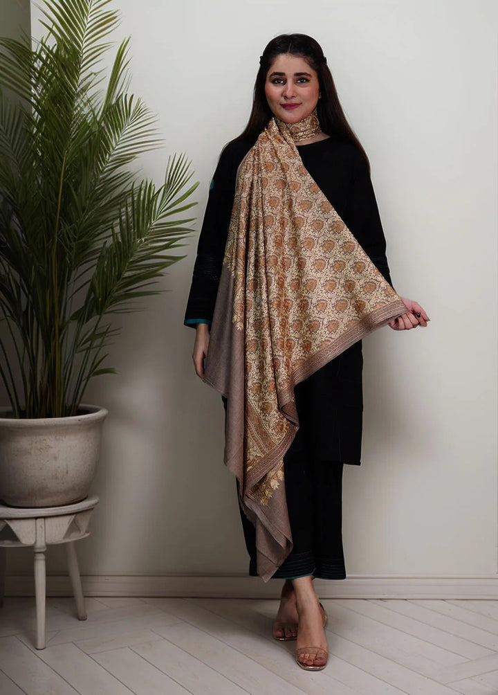 Sanaulla Exclusive Range Pashmina Shawl KPS D-14 Beige 1 - Winter Collection