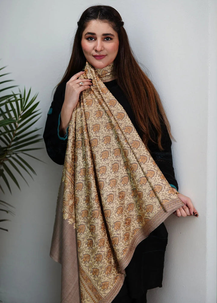 Sanaulla Exclusive Range Pashmina Shawl KPS D-14 Beige 1 - Winter Collection