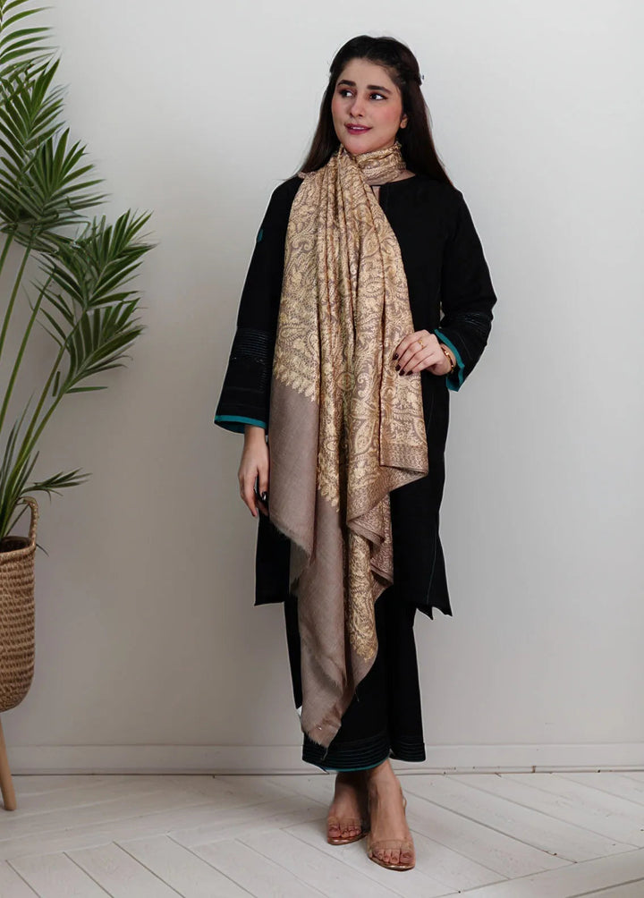 Sanaulla Exclusive Range Pashmina Shawl KPS D-14 Beige - Winter Collection