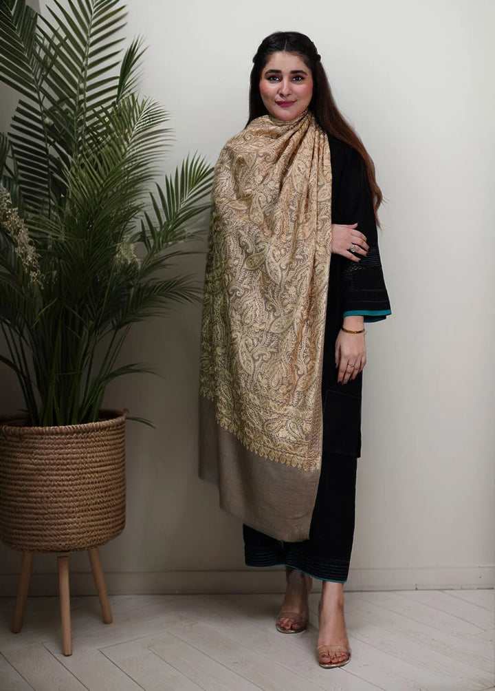 Sanaulla Exclusive Range Pashmina Shawl KPS D-14 Brown 1 - Winter Collection
