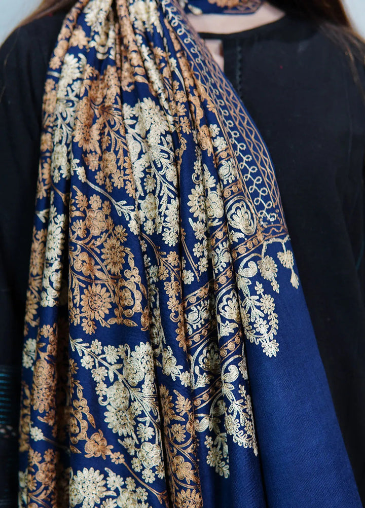 Sanaulla Exclusive Range Pashmina Shawl KPS D-14 Navy Blue - Winter Collection