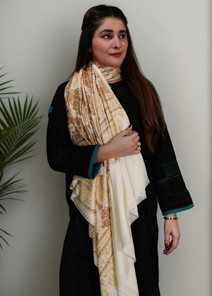 Sanaulla Exclusive Range Pashmina Shawl KPS D-14 Off White 1 - Winter Collection
