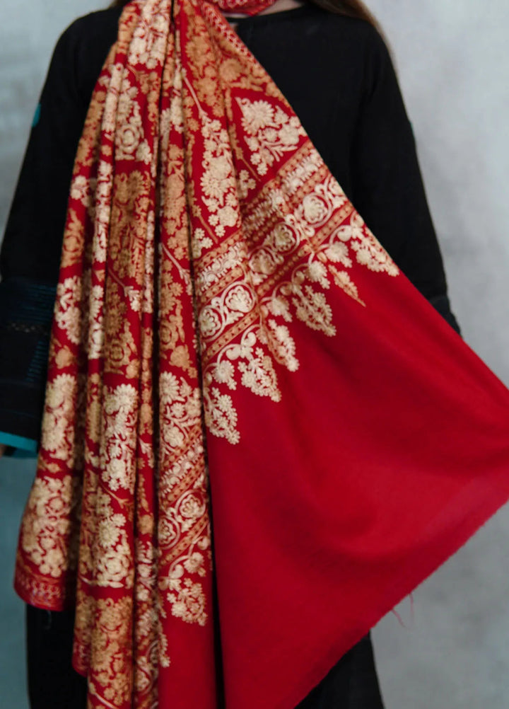Sanaulla Exclusive Range Pashmina Shawl KPS D-14 Red - Winter Collection