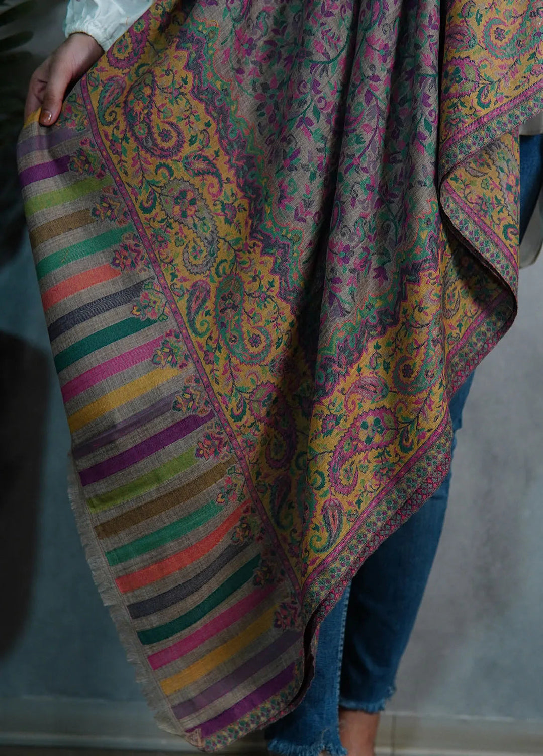 Sanaulla Exclusive Range Pashmina Shawl KPS D-18 Multi 1 - Winter Collection