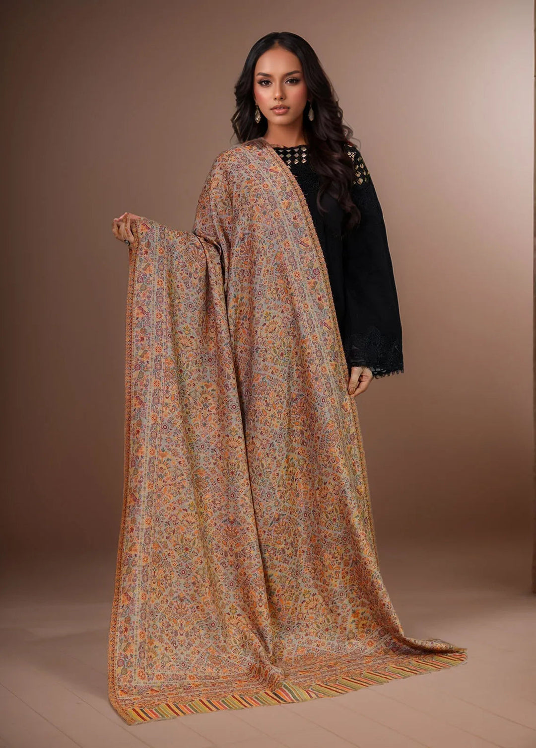 Sanaulla Exclusive Range Pashmina Shawl KPS D-18 Multi 11 - Winter Collection