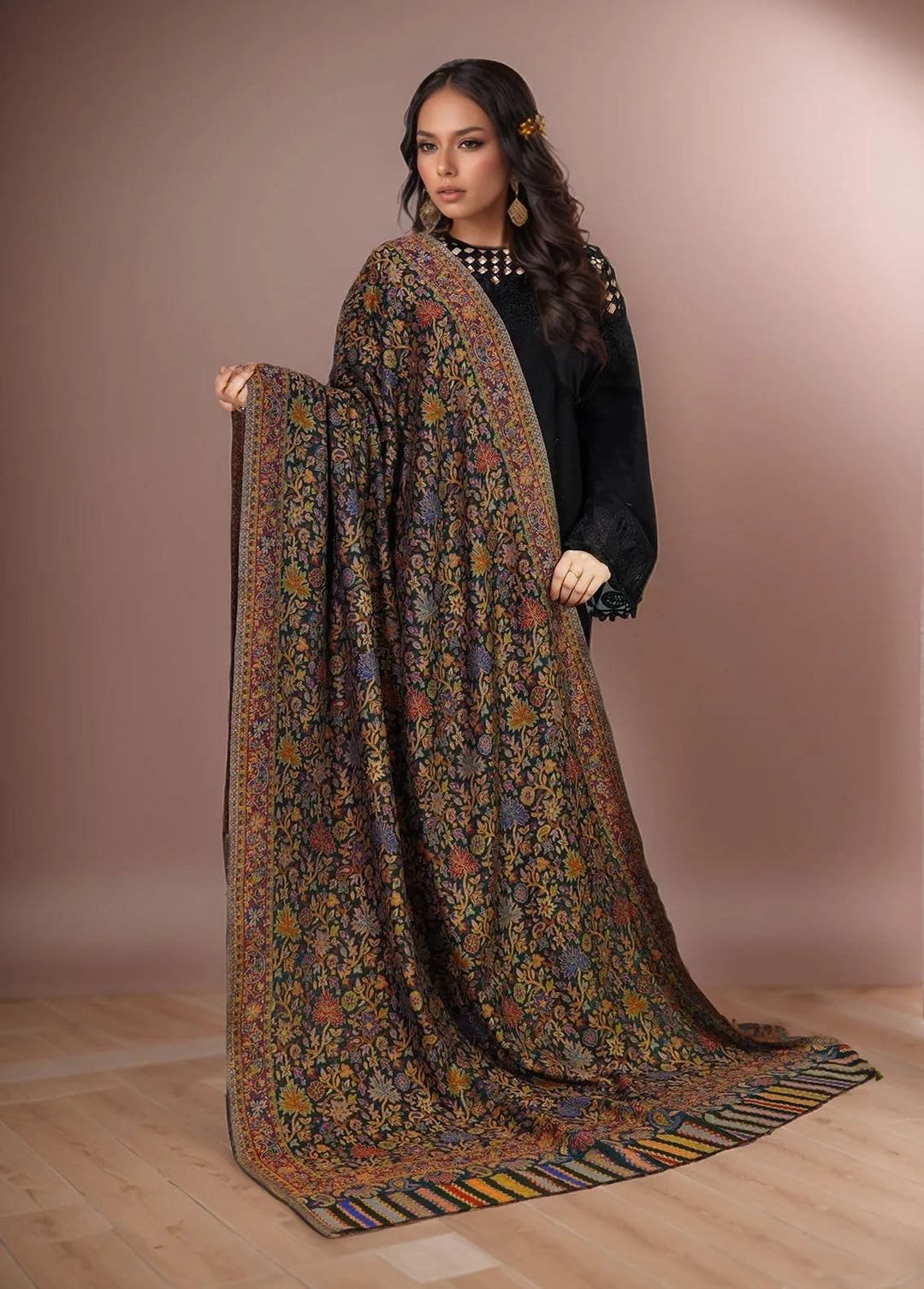 Sanaulla Exclusive Range Pashmina Shawl KPS D-18 Multi 19 - Winter Collection