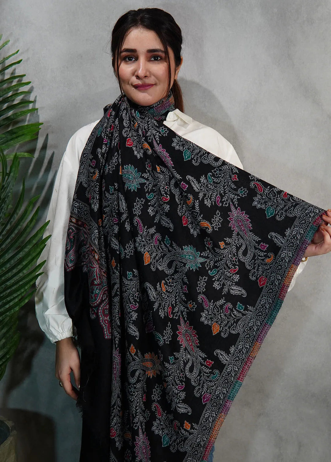 Sanaulla Exclusive Range Pashmina Shawl KPS D-18 Multi 30 - Winter Collection