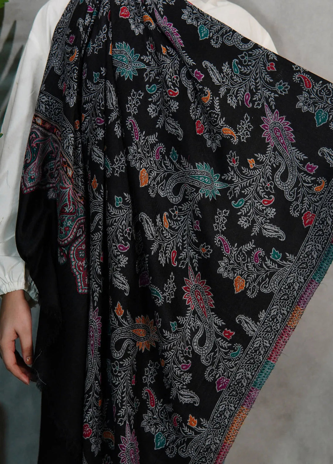 Sanaulla Exclusive Range Pashmina Shawl KPS D-18 Multi 30 - Winter Collection