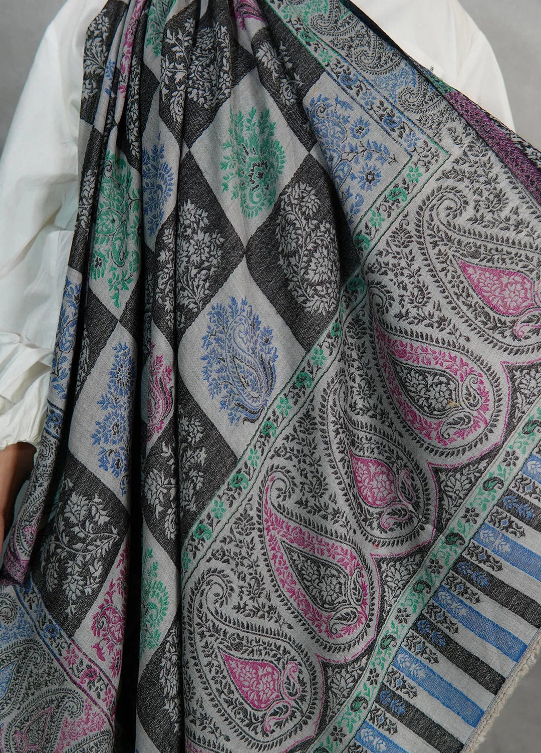 Sanaulla Exclusive Range Pashmina Shawl KPS D-18 Multi 32 - Winter Collection