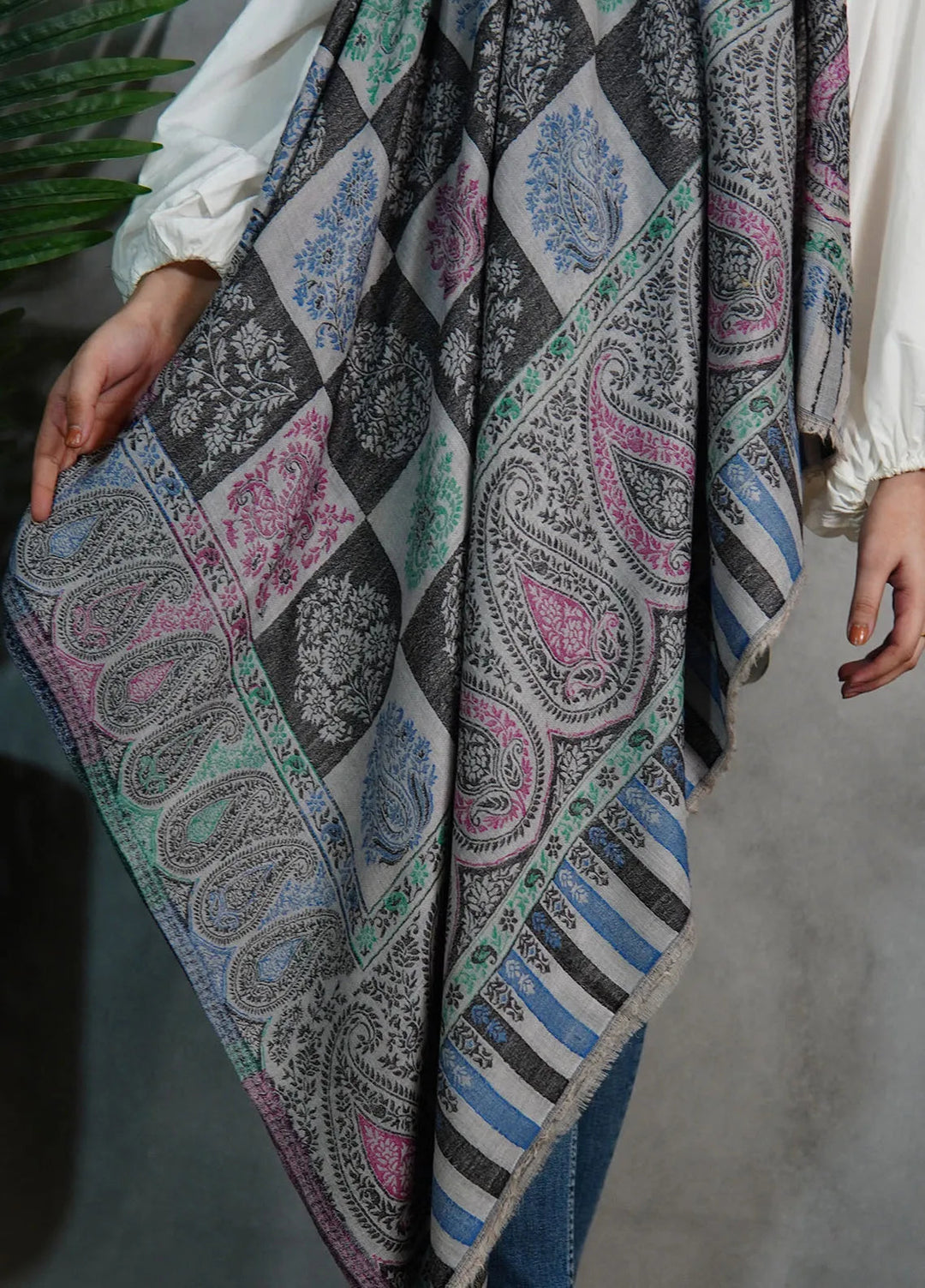 Sanaulla Exclusive Range Pashmina Shawl KPS D-18 Multi 32 - Winter Collection