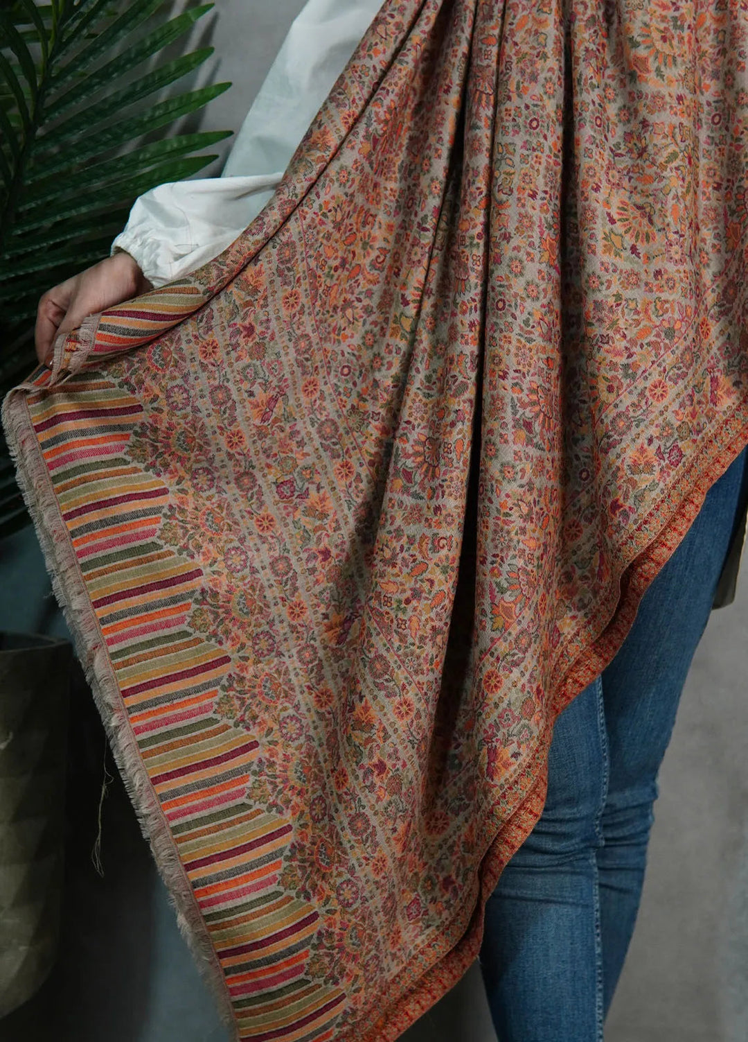 Sanaulla Exclusive Range Pashmina Shawl KPS D-18 Multi 33 - Winter Collection