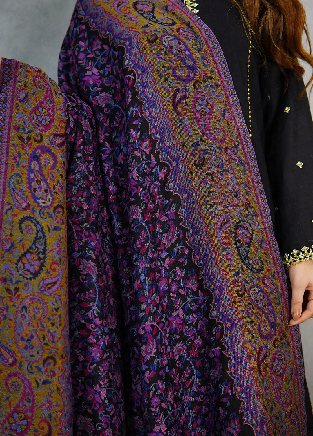 Sanaulla Exclusive Range Pashmina Shawl KPS D-18 Multi 34 - Winter Collection