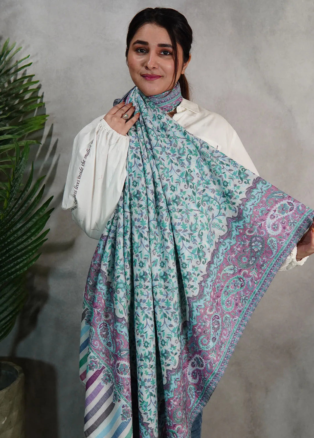 Sanaulla Exclusive Range Pashmina Shawl KPS D-18 Multi 38 - Winter Collection