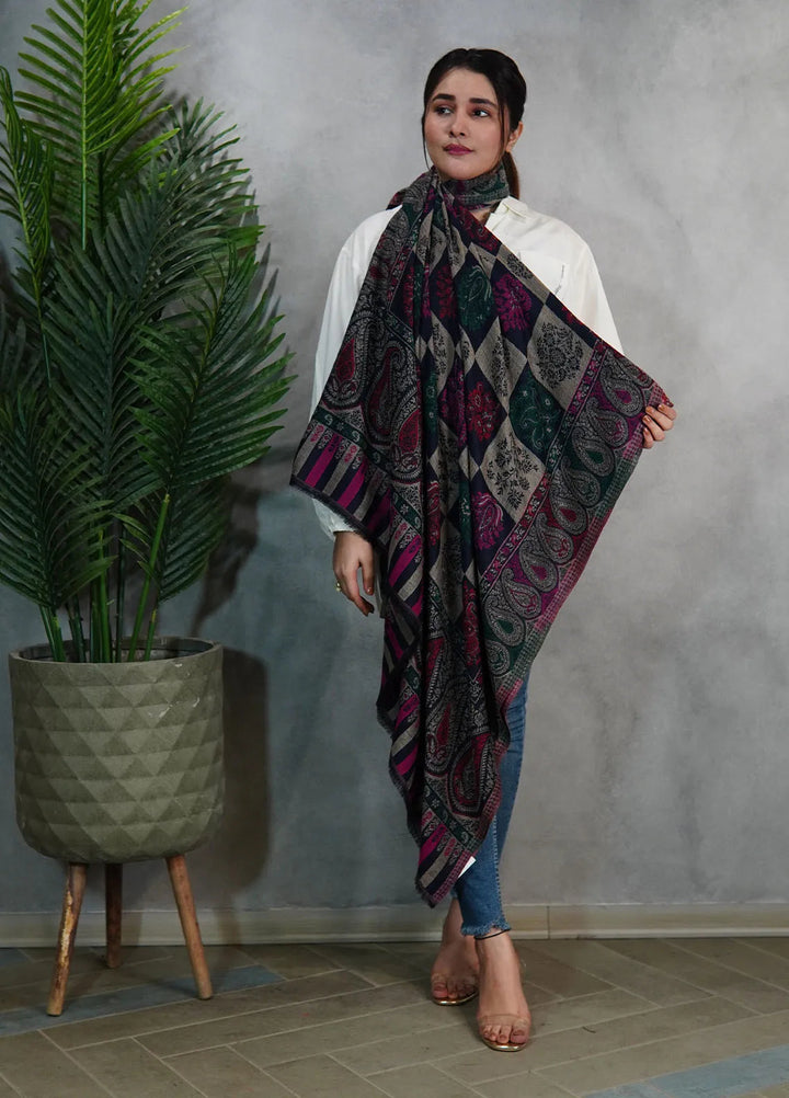 Sanaulla Exclusive Range Pashmina Shawl KPS D-18 Multi 7 - Winter Collection
