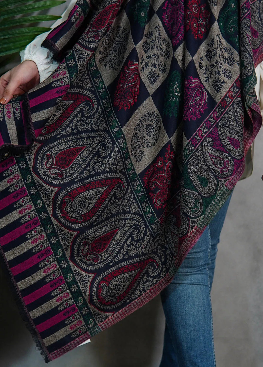 Sanaulla Exclusive Range Pashmina Shawl KPS D-18 Multi 7 - Winter Collection