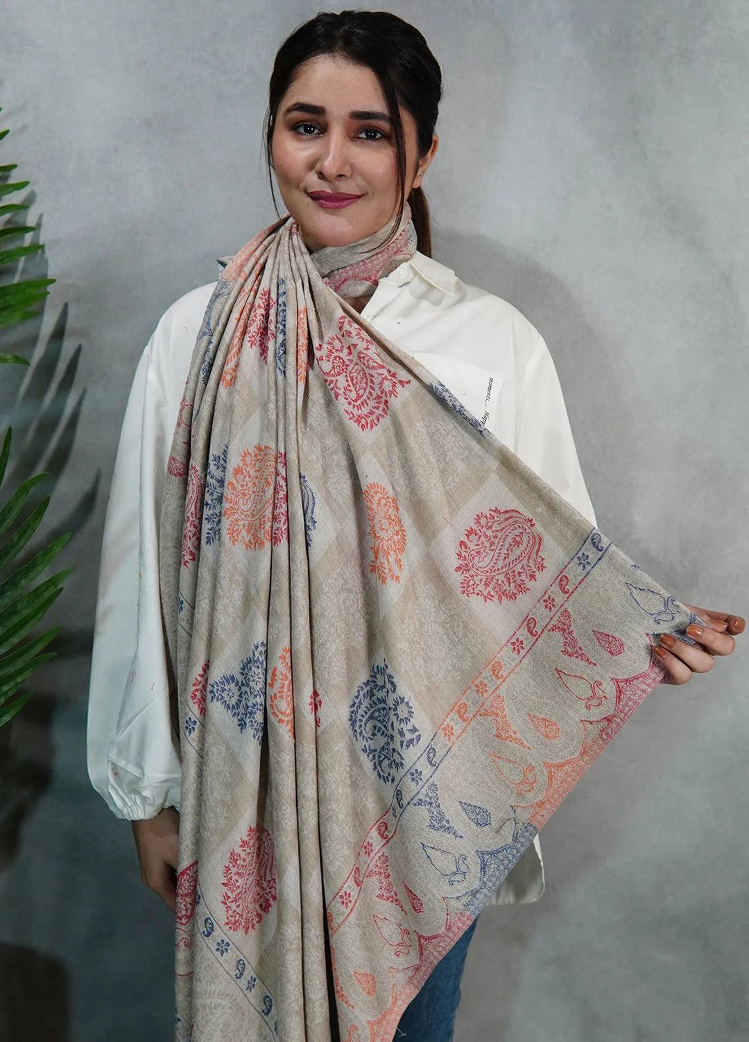 Sanaulla Exclusive Range Pashmina Shawl KPS D-18 Multi 8 - Winter Collection